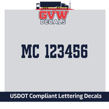 Load image into Gallery viewer, MC Number Sticker Decal Lettering (Set of 2)