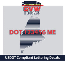 Load image into Gallery viewer, USDOT Number Maine Sticker Decal Lettering (Set of 2)