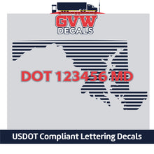 Load image into Gallery viewer, USDOT Number Maryland Sticker Decal Lettering (Set of 2)
