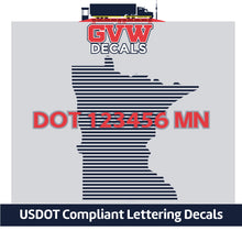 Load image into Gallery viewer, USDOT Number Minnesota Sticker Decal Lettering (Set of 2)