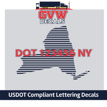 Load image into Gallery viewer, USDOT Number New York Sticker Decal Lettering (Set of 2)