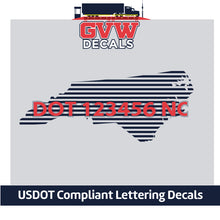Load image into Gallery viewer, USDOT Number North Carolina Sticker Decal Lettering (Set of 2)
