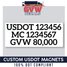 Load image into Gallery viewer, usdot mc gvw magnetic sign