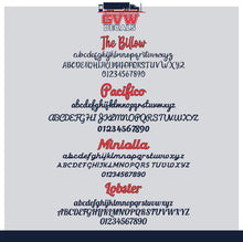 Load image into Gallery viewer, Arched Business Name with USDOT, MC, TXDOT, KYU &amp; GVW Lettering Decal (Set of 2) [6 Rows of Text]
