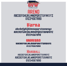 Load image into Gallery viewer, Transport Company Name with USDOT, MC, KYU, CA &amp; GVW Lettering Decal (Set of 2) [7 Rows of Text]
