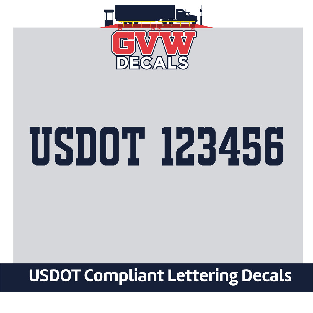 US DOT Number Sticker Decal Lettering (Set of 2)