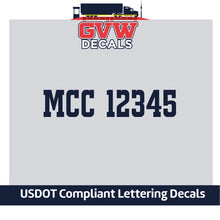 Load image into Gallery viewer, MCC Number Sticker Decal Lettering (Set of 2)
