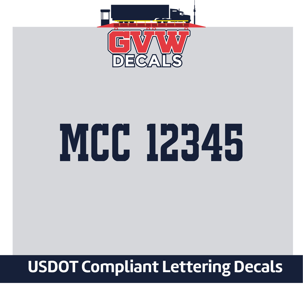 MCC Number Sticker Decal Lettering (Set of 2)