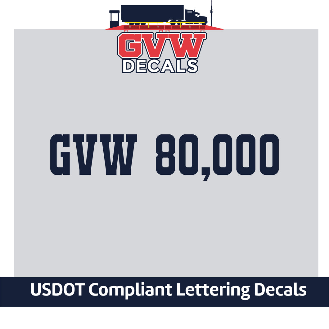 GVW (GVWR) Number Sticker Decal Lettering (Set of 2)