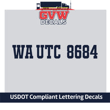 Load image into Gallery viewer, WA UTC Number Sticker Decal Lettering (Set of 2)
