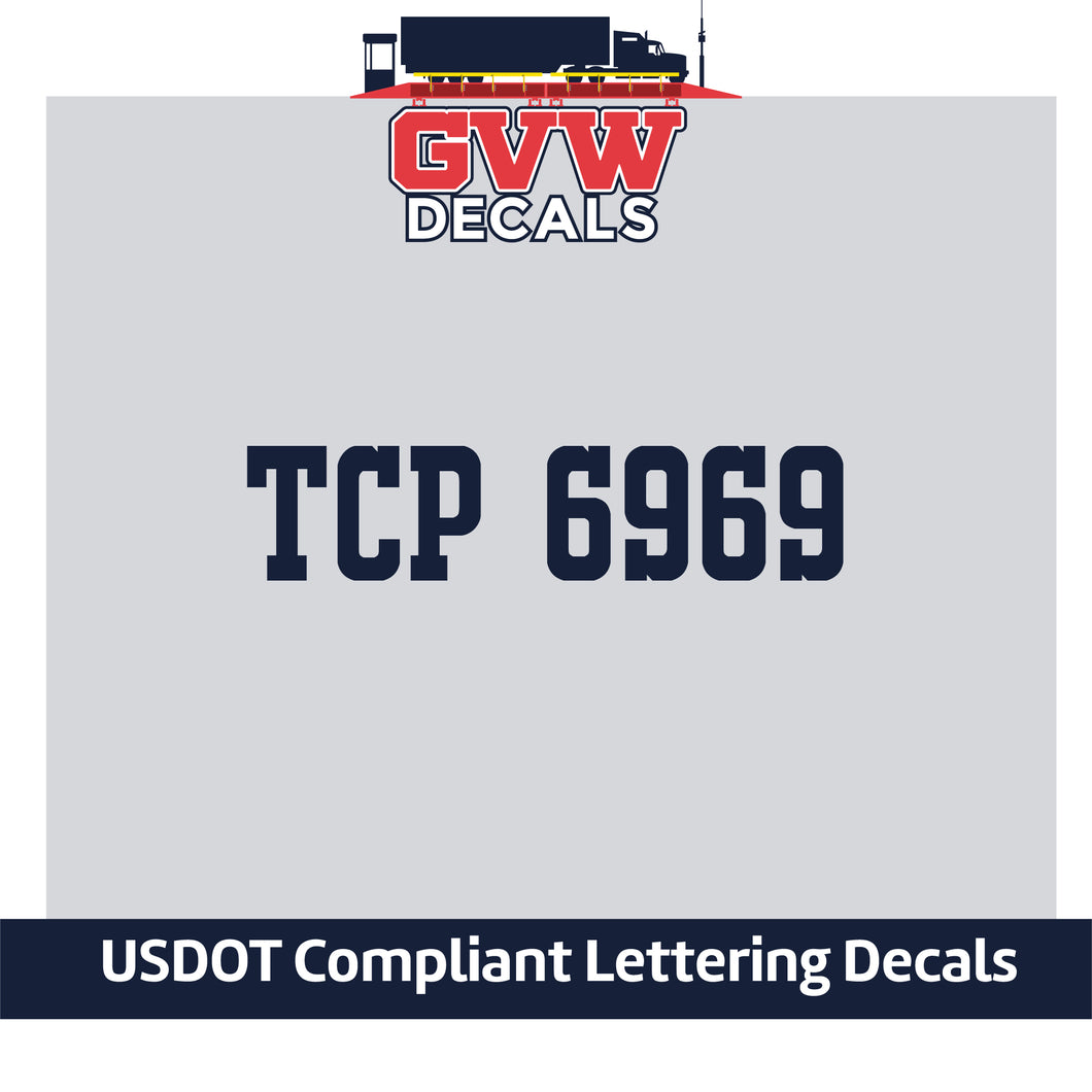 TCP Number Sticker Decal Lettering (Set of 2)