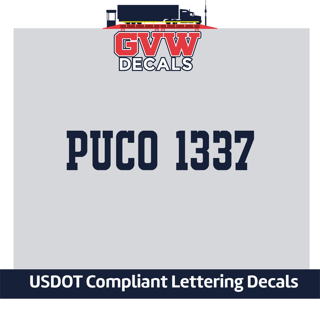 PUCO Number Sticker Decal Lettering (Set of 2)