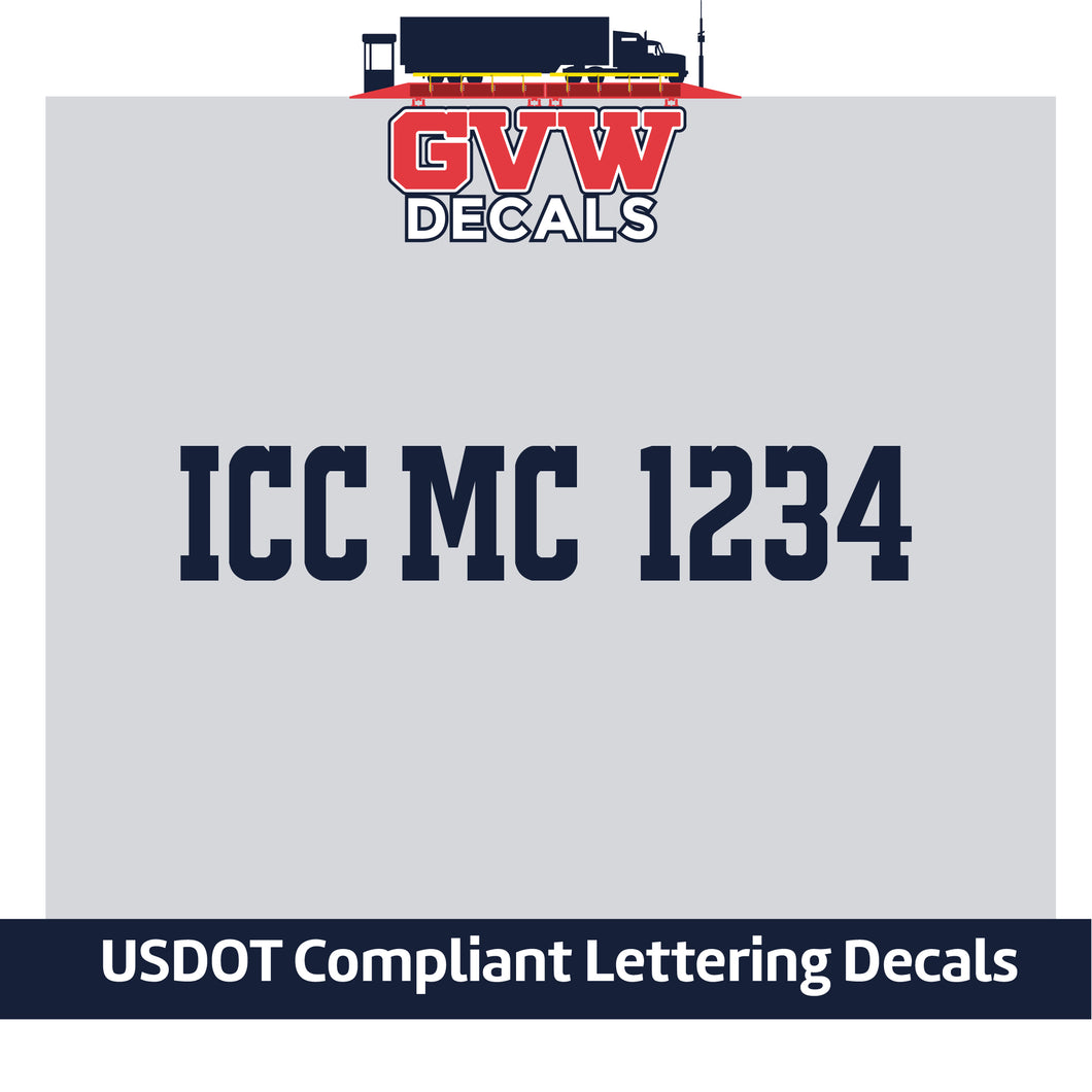 ICC MC Number Sticker Decal Lettering (Set of 2)