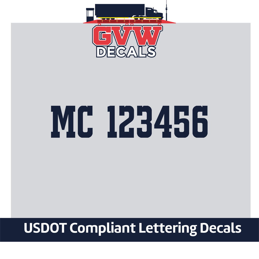 MC Number Sticker Decal Lettering (Set of 2)