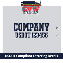 Load image into Gallery viewer, Trucking Company Name with USDOT Lettering Number Decal (Set of 2) [2 Rows of Text]
