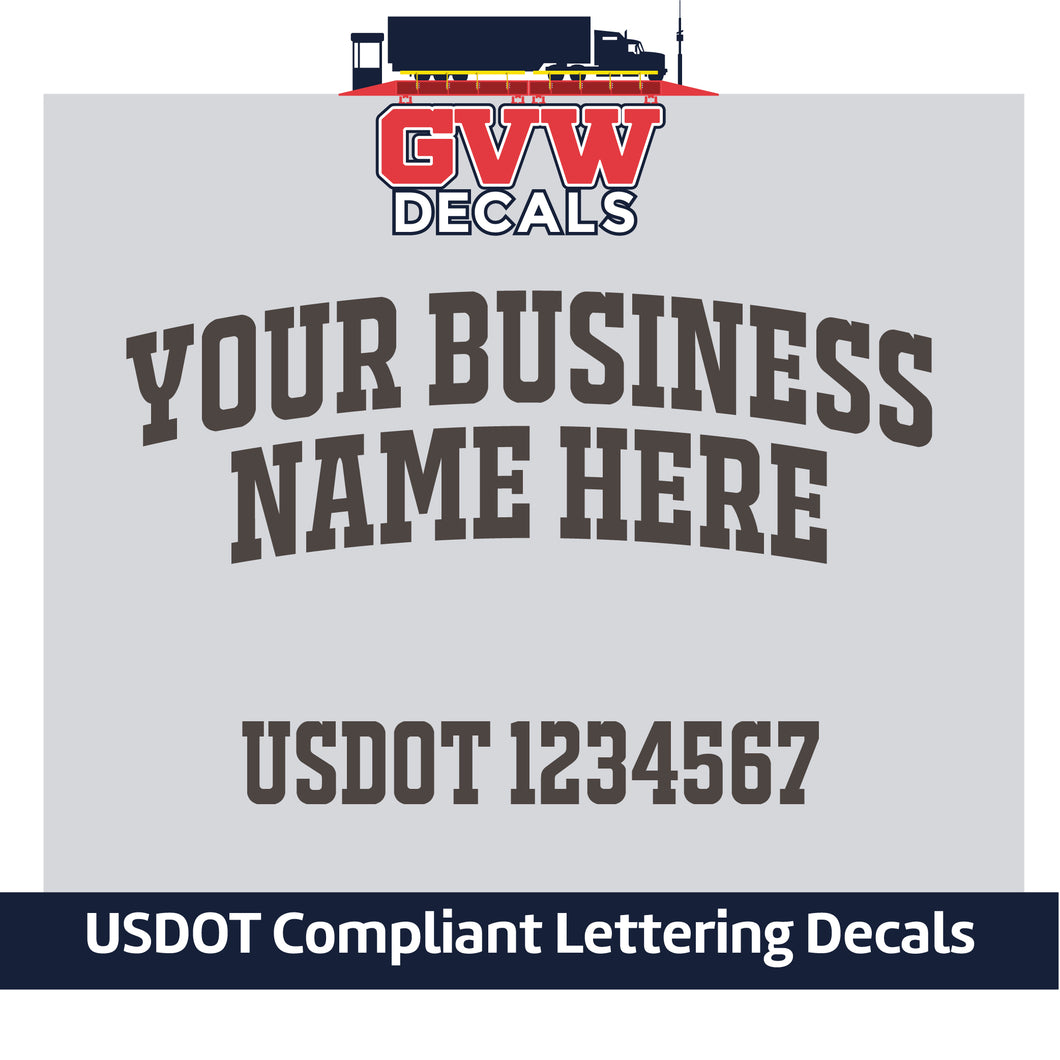 Arched Business Name with USDOT Number Decal Lettering (Set of 2) [3 Rows of Text]