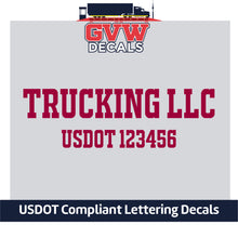 Load image into Gallery viewer, Trucking Company Name with USDOT Number Decal Lettering (Set of 2) [2 Rows of Text]
