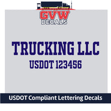 Load image into Gallery viewer, Trucking Business Name with USDOT Number Decal Lettering (Set of 2) [2 Rows of Text]
