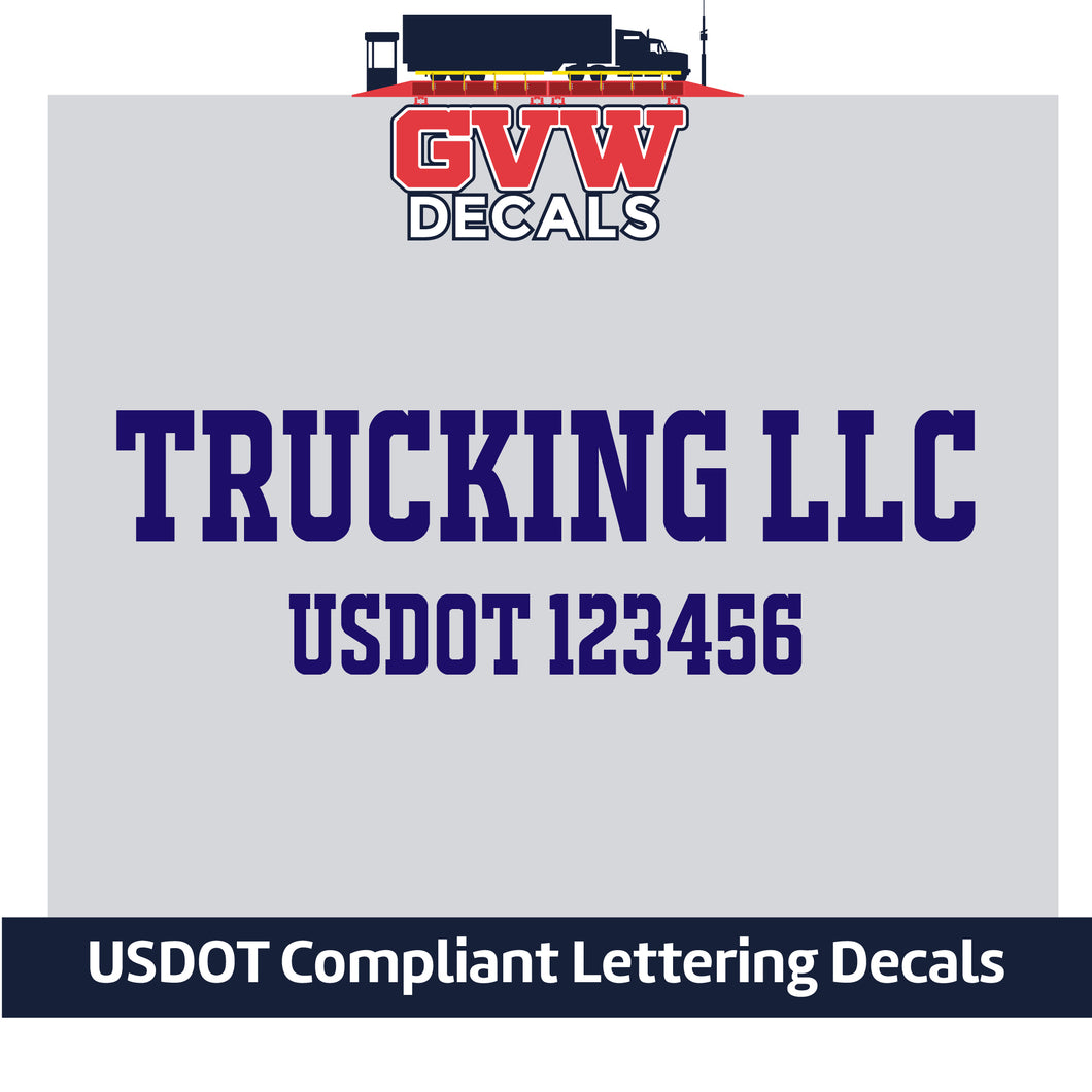 Trucking Business Name with USDOT Number Decal Lettering (Set of 2) [2 Rows of Text]