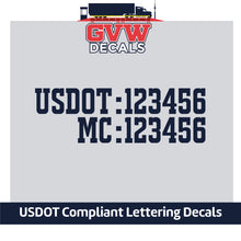 Load image into Gallery viewer, USDOT &amp; MC Number Sticker Decal Lettering (Set of 2) [2 Rows of Text]
