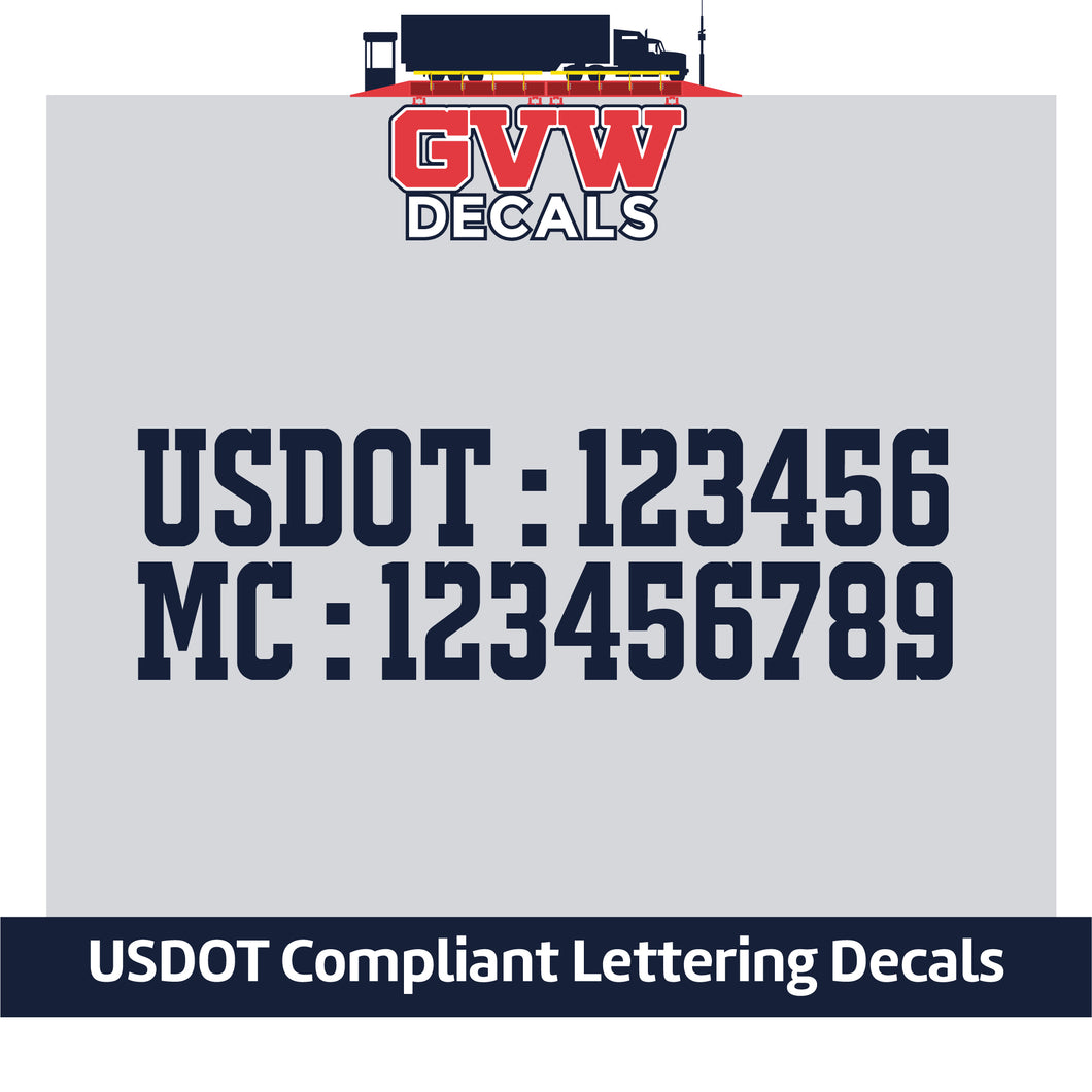 USDOT & MC Number Sticker Decal Lettering (Set of 2) [2 Rows of Text]