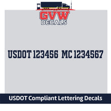 Load image into Gallery viewer, USDOT &amp; MC Number Decal Lettering (Set of 2) [2 Rows of Text]
