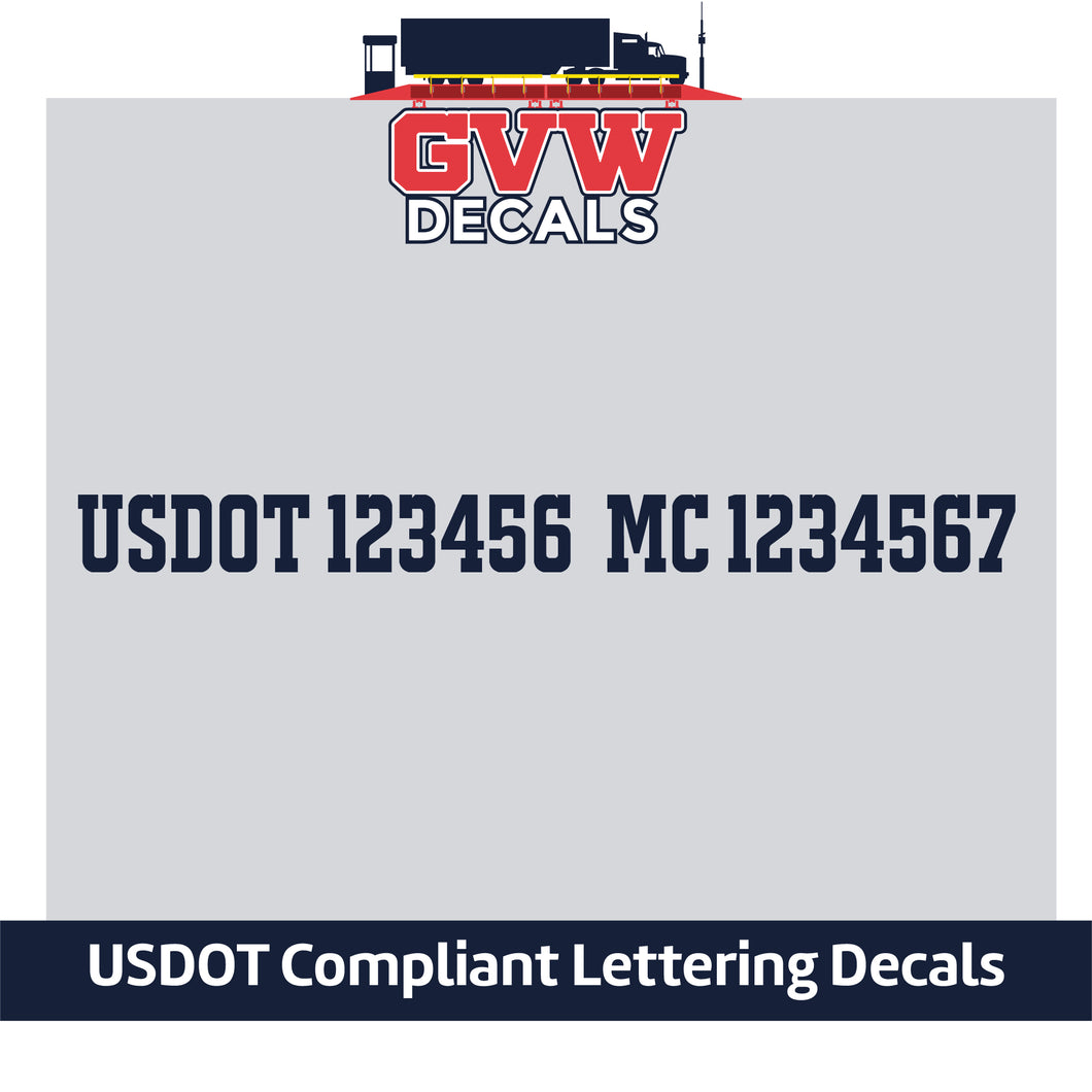 USDOT & MC Number Decal Lettering (Set of 2) [2 Rows of Text]