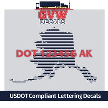 Load image into Gallery viewer, USDOT Number Alaska Sticker Decal Lettering (Set of 2)
