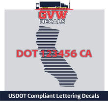 Load image into Gallery viewer, USDOT Number California Sticker Decal Lettering (Set of 2)
