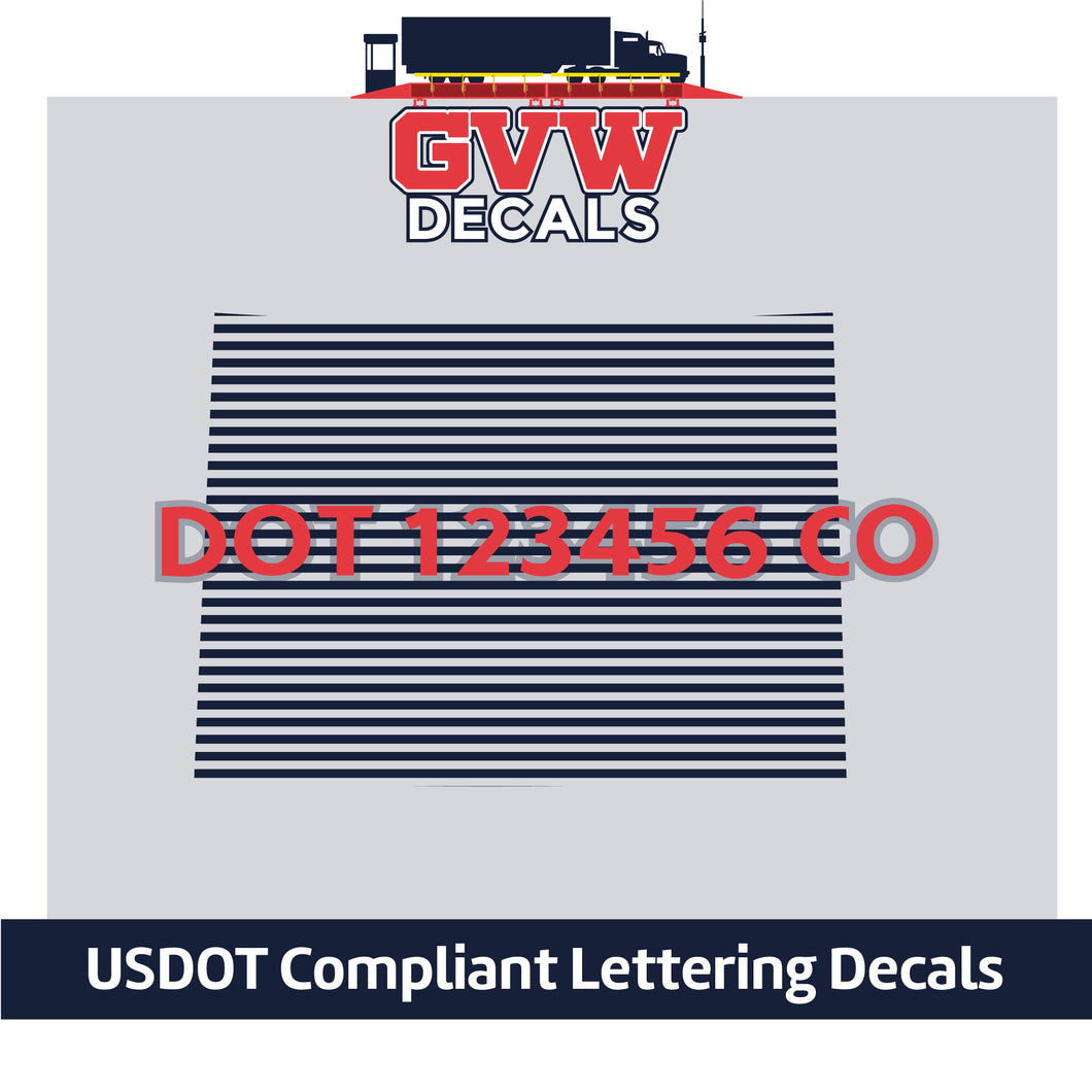 USDOT Number Colorado Sticker Decal Lettering (Set of 2)