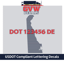 Load image into Gallery viewer, USDOT Number Delaware Sticker Decal Lettering (Set of 2)
