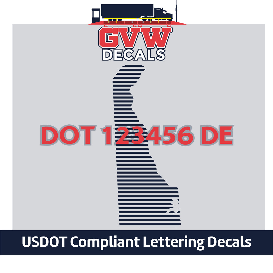 USDOT Number Delaware Sticker Decal Lettering (Set of 2)