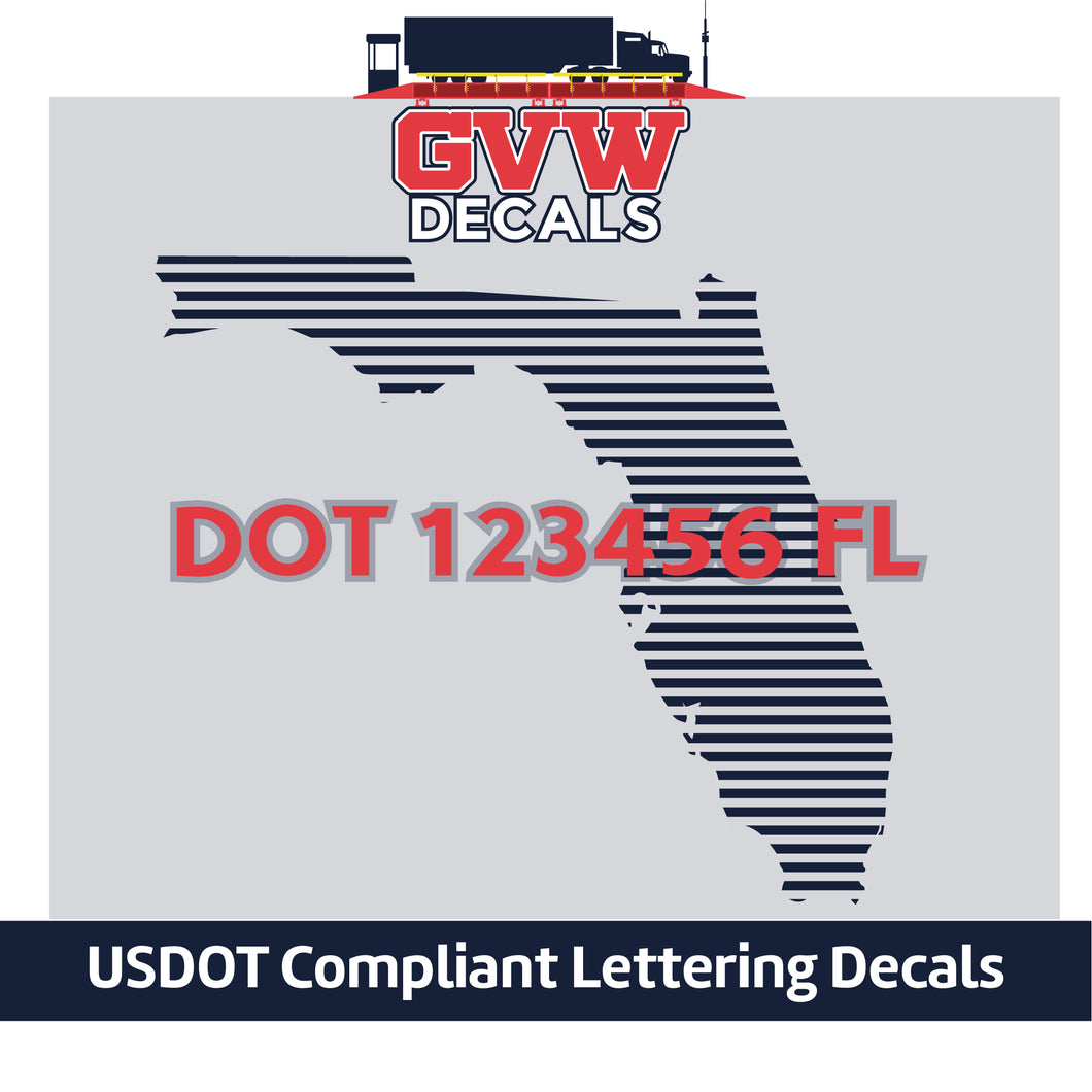 USDOT Number Florida Sticker Decal Lettering (Set of 2)