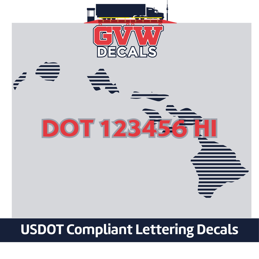 USDOT Number Hawaii Sticker Decal Lettering (Set of 2)