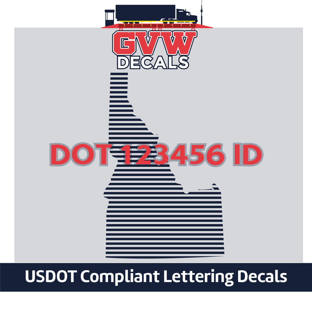 USDOT Number Idaho Sticker Decal Lettering (Set of 2)