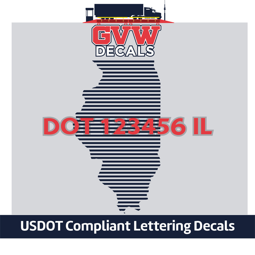 USDOT Number Illinois Sticker Decal Lettering (Set of 2)