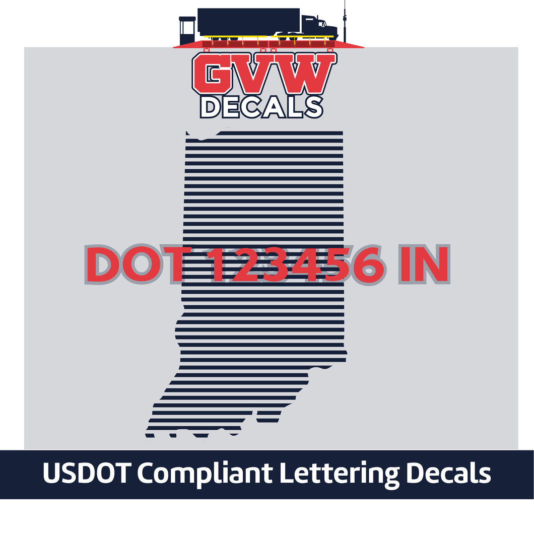 USDOT Number Indiana Sticker Decal Lettering (Set of 2)