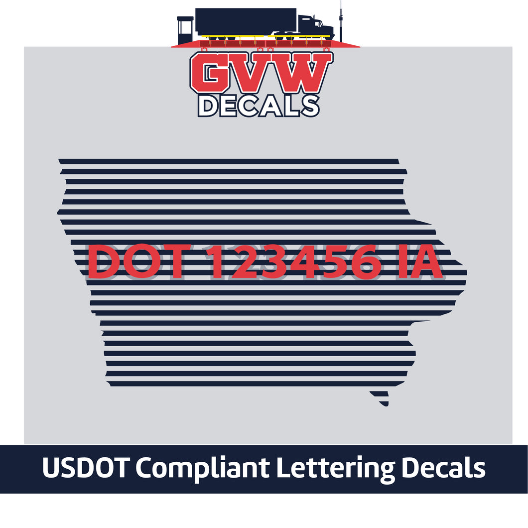 USDOT Number Iowa Sticker Decal Lettering (Set of 2)