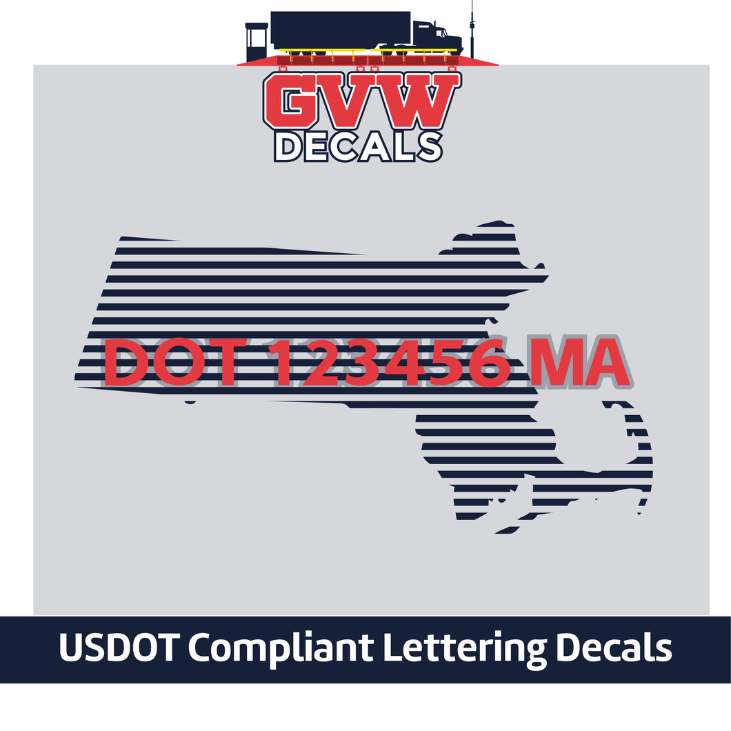 USDOT Number Massachusetts Sticker Decal Lettering (Set of 2)