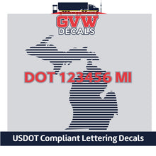 Load image into Gallery viewer, USDOT Number Michigan Sticker Decal Lettering (Set of 2)
