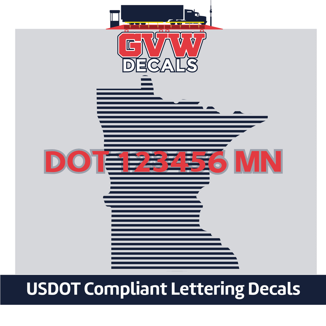 USDOT Number Minnesota Sticker Decal Lettering (Set of 2)