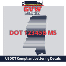 Load image into Gallery viewer, USDOT Number Mississippi Sticker Decal Lettering (Set of 2)
