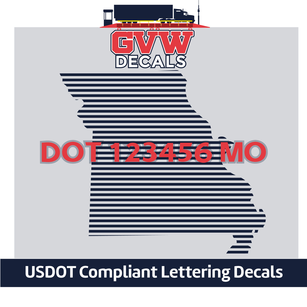 USDOT Number Missouri Sticker Decal Lettering (Set of 2)