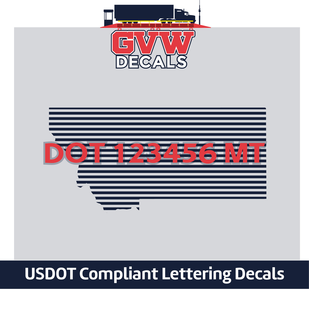 USDOT Number Montana Sticker Decal Lettering (Set of 2)