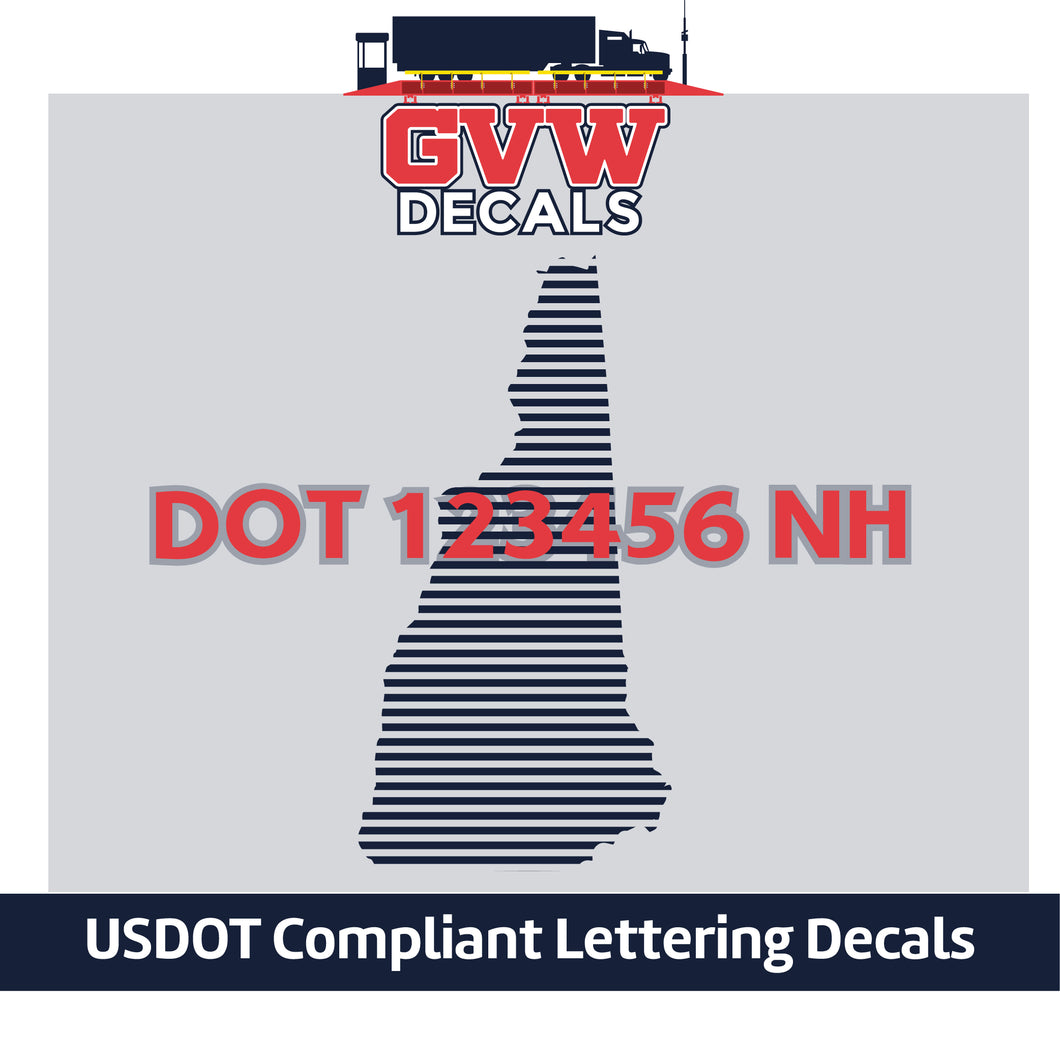 USDOT Number New Hampshire Sticker Decal Lettering (Set of 2)