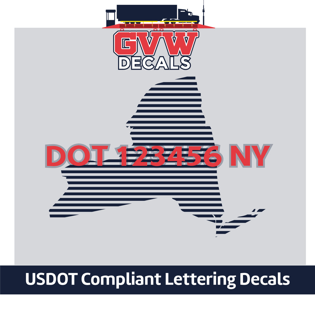 USDOT Number New York Sticker Decal Lettering (Set of 2)