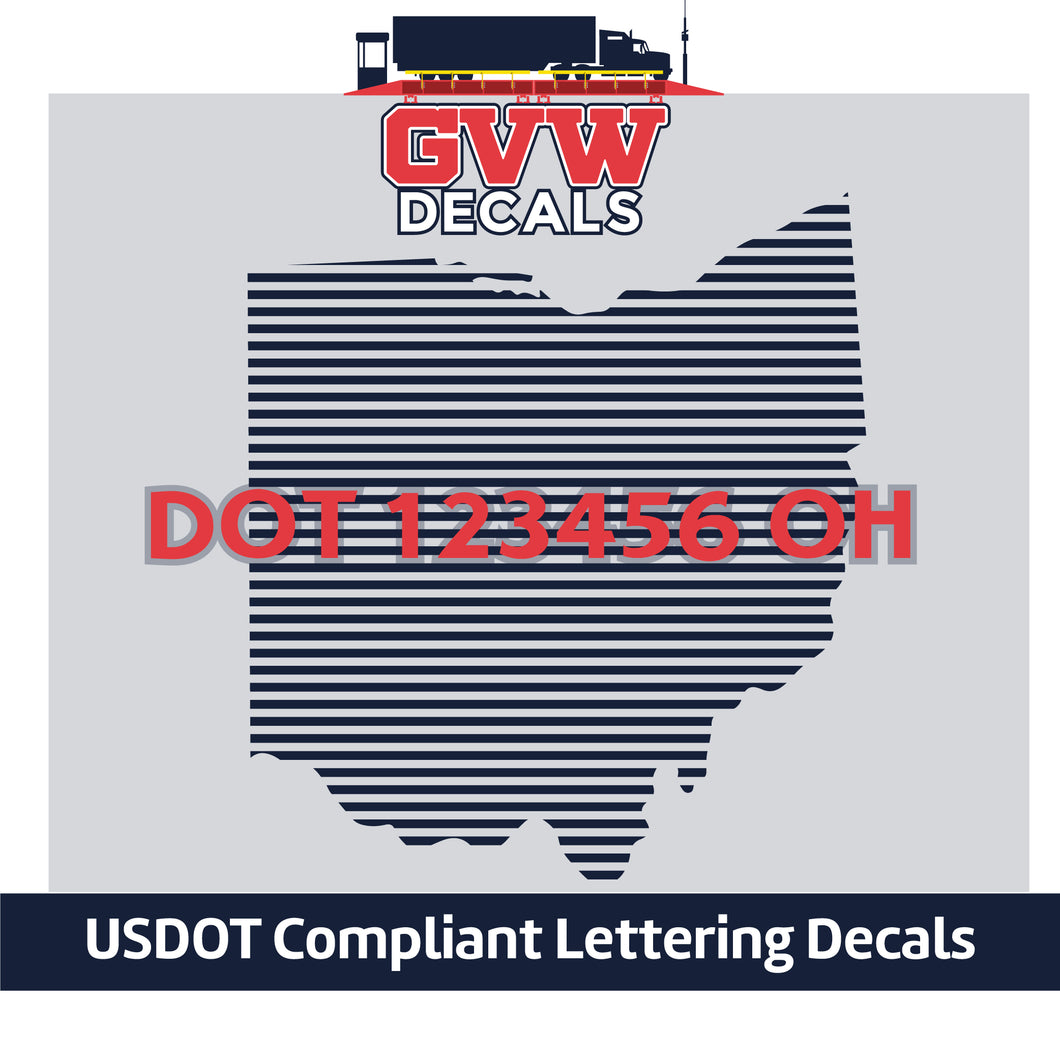 USDOT Number Ohio Sticker Decal Lettering (Set of 2)