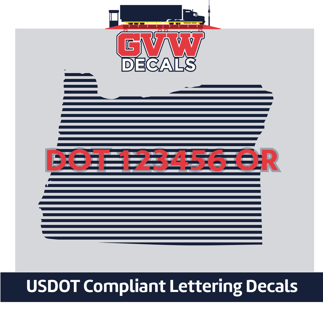 USDOT Number Oregon Sticker Decal Lettering (Set of 2)