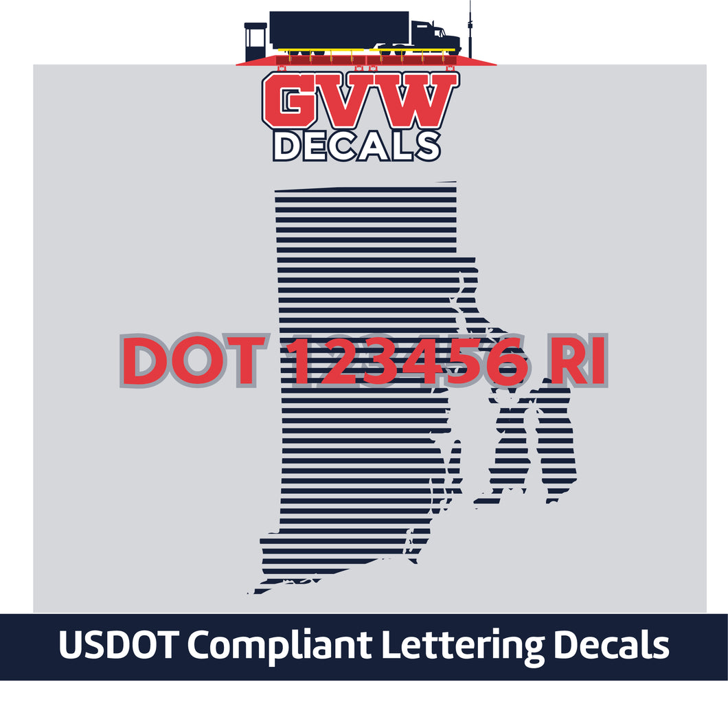 USDOT Number Rhode Island Sticker Decal Lettering (Set of 2)