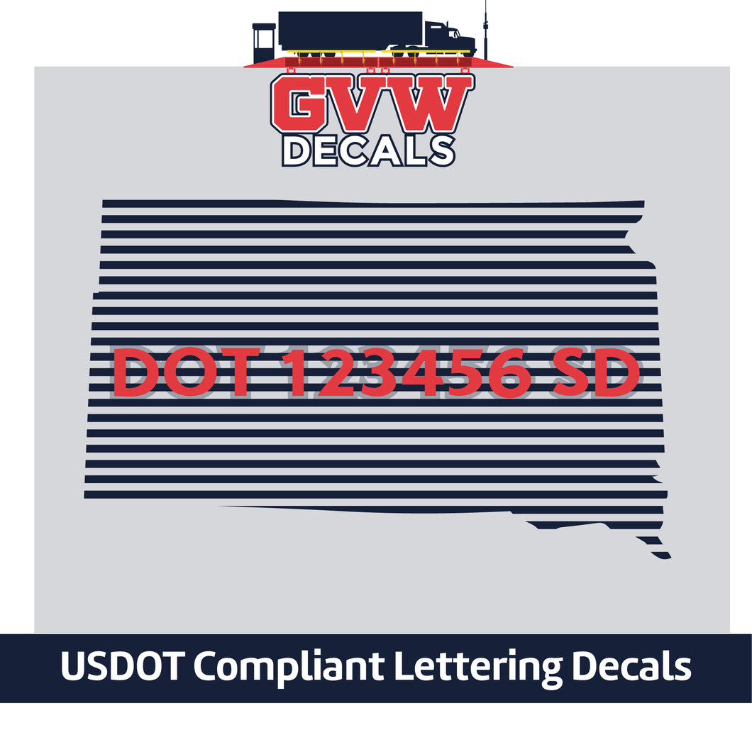 USDOT Number South Dakota Sticker Decal Lettering (Set of 2)